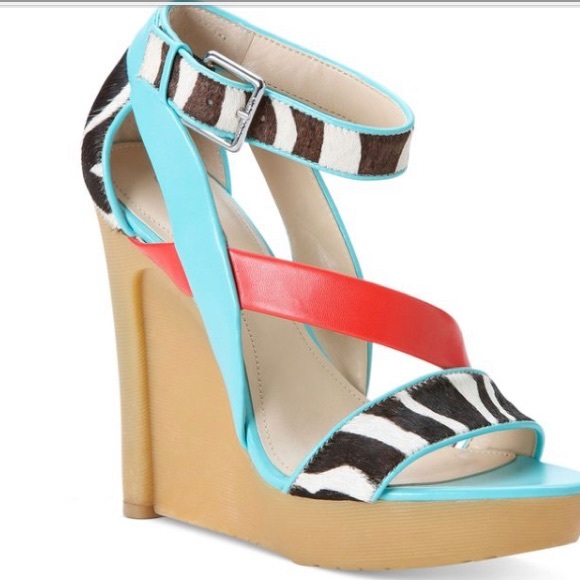 Super unique Calvin Klein zebra color block wedges - Picture 1 of 5